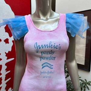 JUNKIES Junkyard baby Pardy powder distressed soft ruffle handmade tank top XL